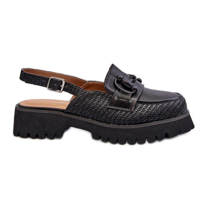 S.Barski Sandale de damă cu toc plat cu decorațiuni negre D&amp;A MR38-656 negru