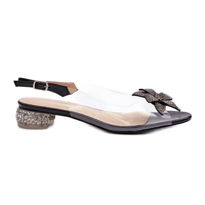 S.Barski Sandale Transparente Toc Cu Decor Negru D&amp;A MR38-383