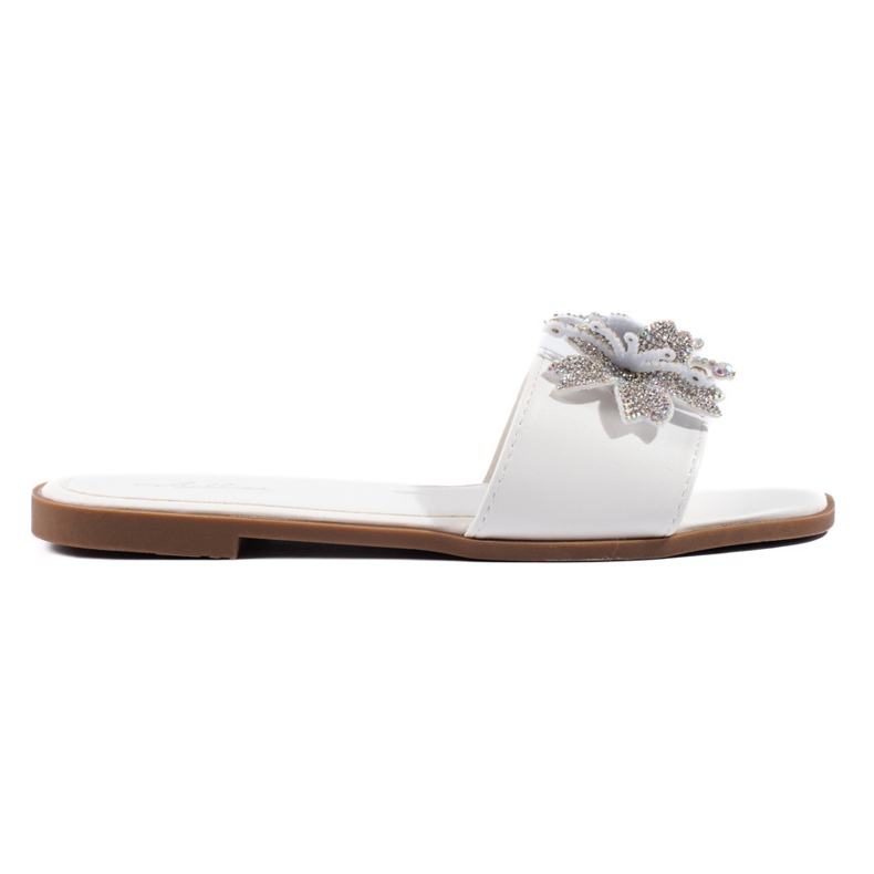 Flip-flops dama albi cu decor Flip-flops dama albi cu decor