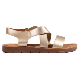 Sandale de damă cu slip-on aurii de aur Sandale de damă cu slip-on aurii de aur