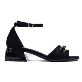 Goodin Sandale negre din piele intoarsa cu tocuri joase negru Goodin Sandale negre din piele intoarsa cu tocuri joase negru