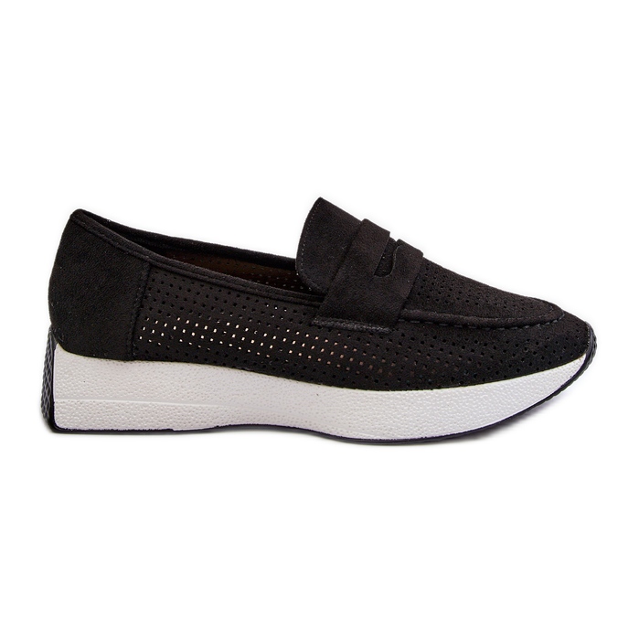 Mocasini Dama Pe Platforma Eco Suede Negru Inesqua