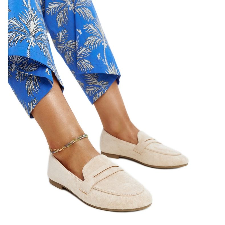 Mocasini de culoare bej deschis din piele ecologica Hennie