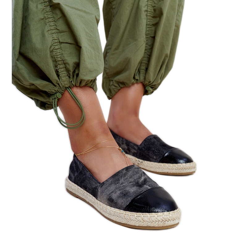 Espadrile Surana negre lucioase negru Espadrile Surana negre lucioase negru