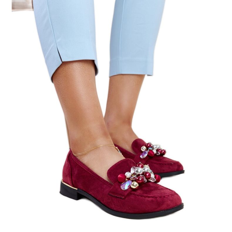 Mocasini burgundy cu decoratiuni Dahera roșu Mocasini burgundy cu decoratiuni Dahera roșu