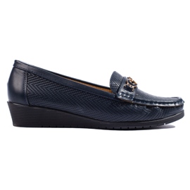 Mocasini de damă bleumarin cu pană joasă albastru