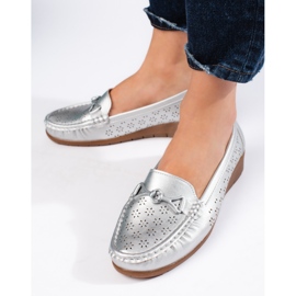 Mocasini de dama argintii