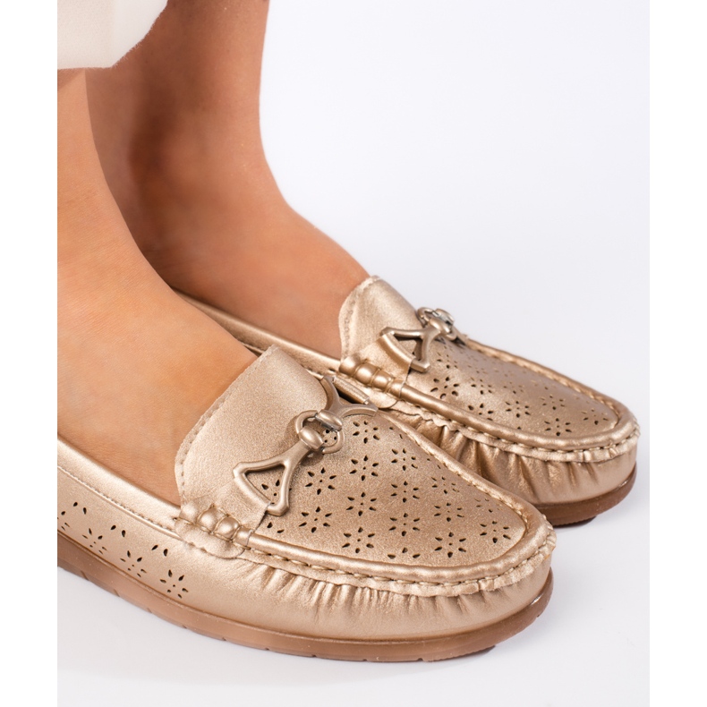 Mocasini de dama aurii de aur