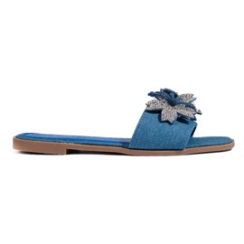 Sandale de damă din denim cu decor albastru Sandale de damă din denim cu decor albastru