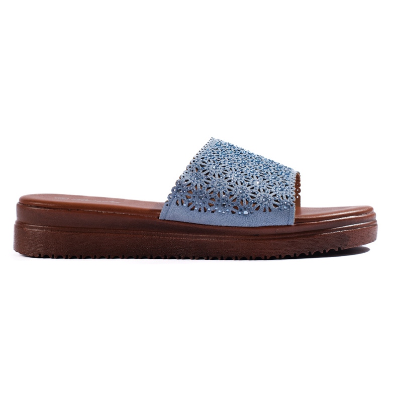 Flip-flops de damă albastră cu platformă albastru