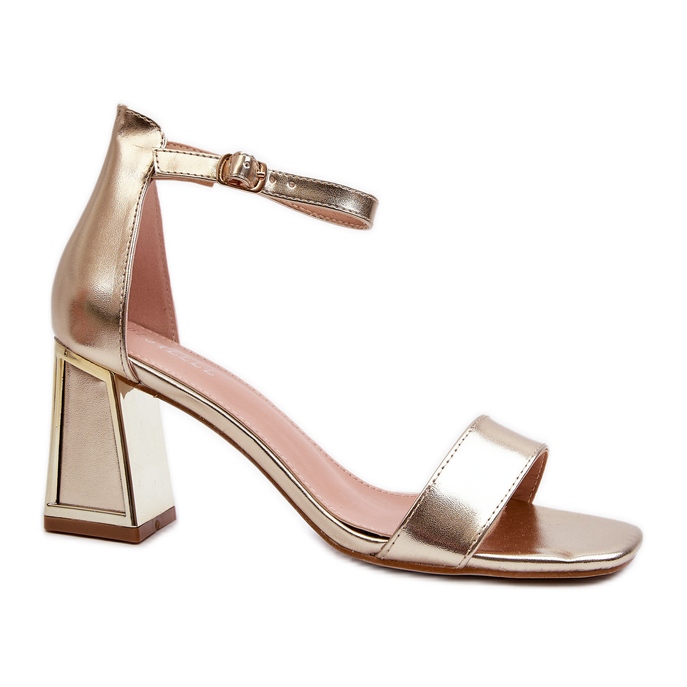 Sandale Gold Pholia cu toc inalt de aur