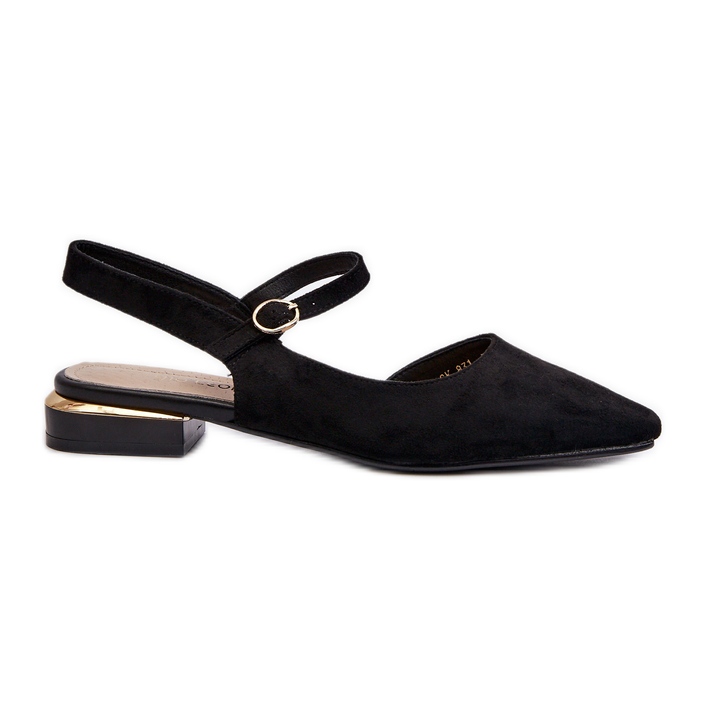 Balerini de damă cu tocuri joase cu tocuri deschise Sergio Leone SK831 negru