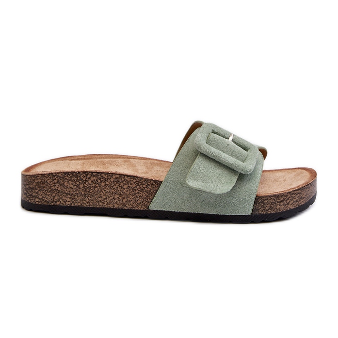 Flip-flops din piele ecologică pentru damă cu cataramă, Mint Laeltia verde Flip-flops din piele ecologică pentru damă cu cataramă, Mint Laeltia verde