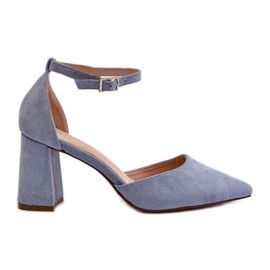 Pompe cu toc inalt cu varf ascutit, Eco Suede, Blue Halene albastru