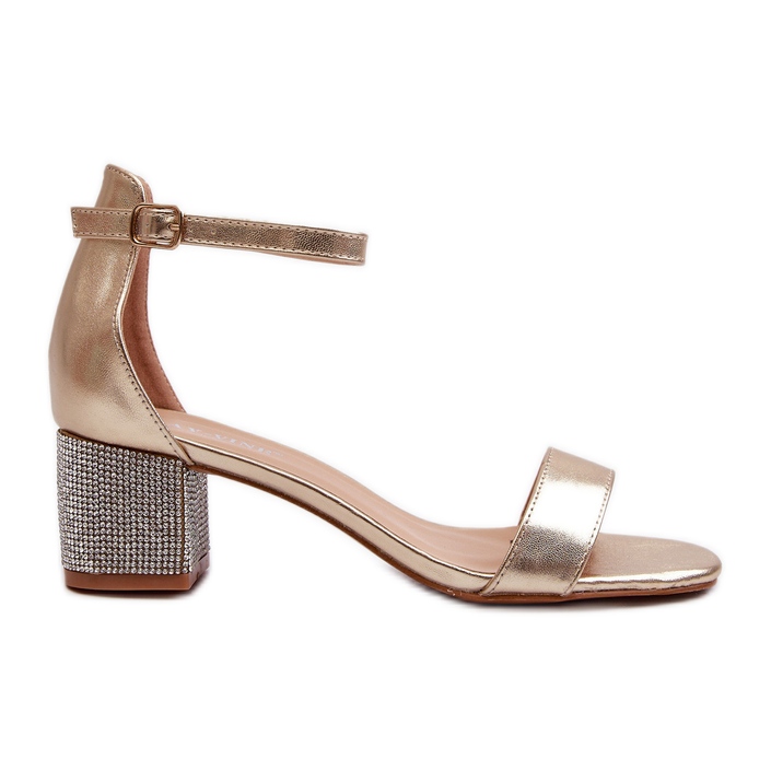 Sandale Damă Din Piele Ecologică Cu Tocuri Înalte Decorate, Auriu Wiatalia de aur