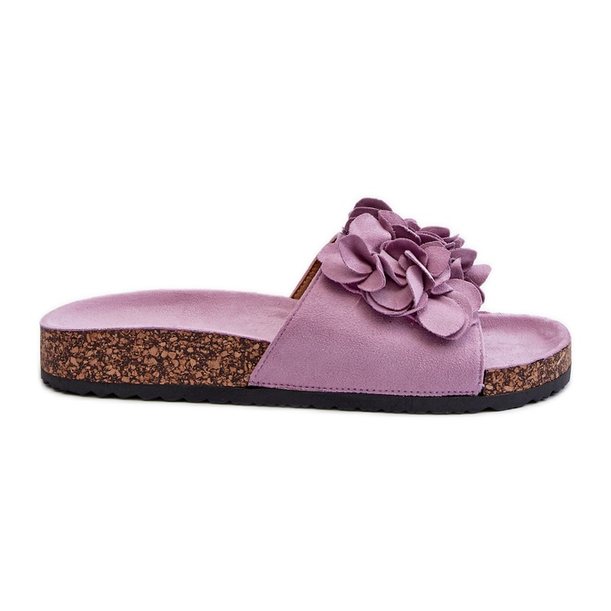 Flip-flops de damă pe o platformă din plută din piele de căprioară ecologică, mov Jaihini violet Flip-flops de damă pe o platformă din plută din piele de căprioară ecologică, mov Jaihini violet