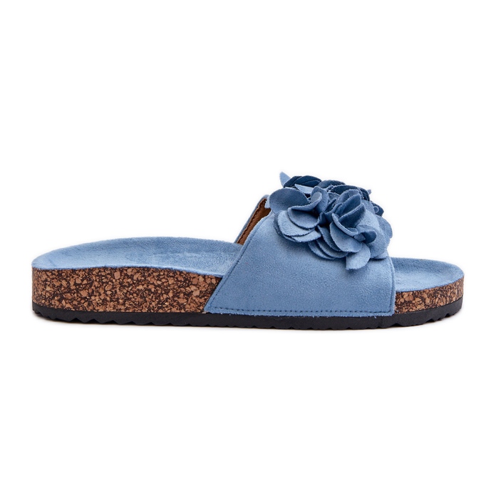 Flip-flops de damă pe o platformă din plută din piele de căprioară ecologică, albastru Jaihini Flip-flops de damă pe o platformă din plută din piele de căprioară ecologică, albastru Jaihini