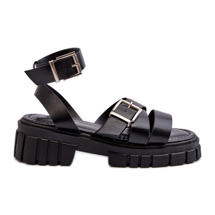 Sandale De Dama Cu Bretele Piele Eco Neagra Eladira negru