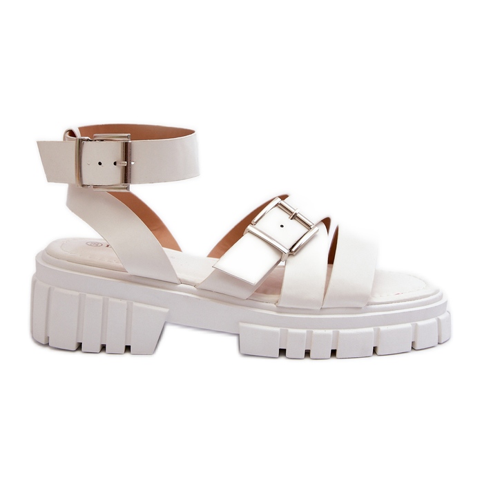 Sandale De Dama Cu Bretele De Piele Ecologica Alb Eladira