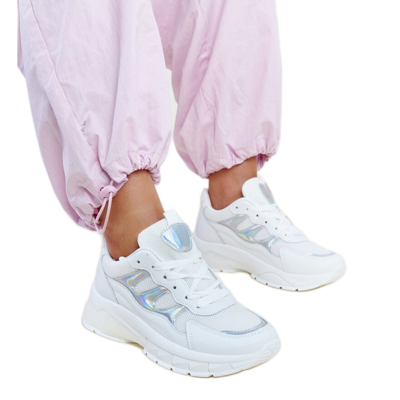 Tenisi albi cu talpa groasa Matea