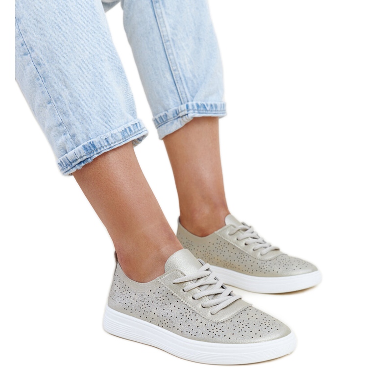 Tenisi aurii din piele ecologică Whitley de aur