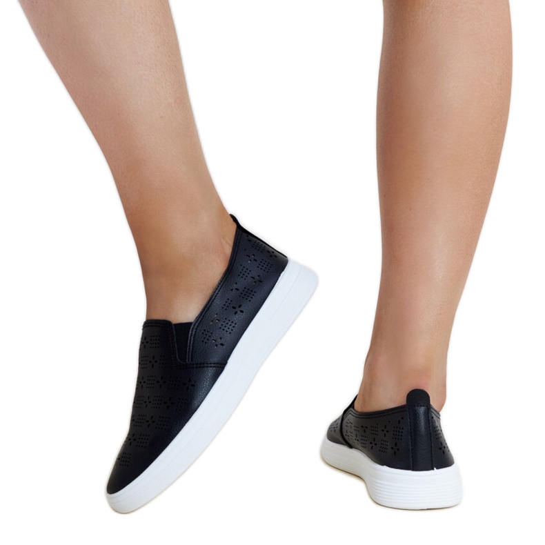 Tenisi negri Hilal cu slip-on negru