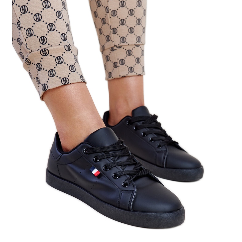 Tenisi negri Gioya din piele ecologica negru