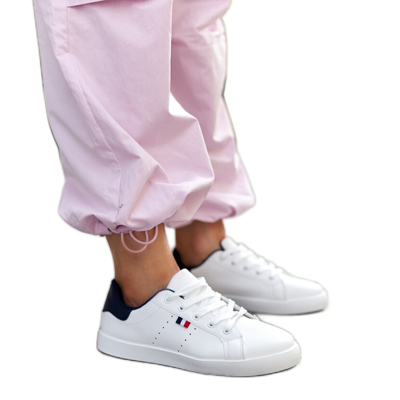 Tenisi albi din piele ecologica Gioya