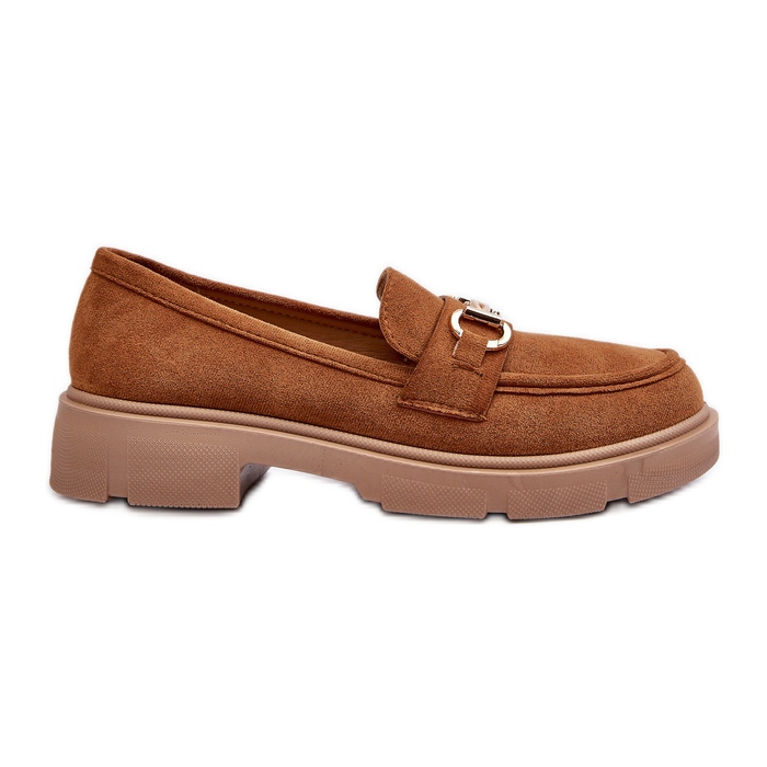 Mocasini De Damă Eco Suede Camel Lighas Cu Decor Auriu maro Mocasini De Damă Eco Suede Camel Lighas Cu Decor Auriu maro