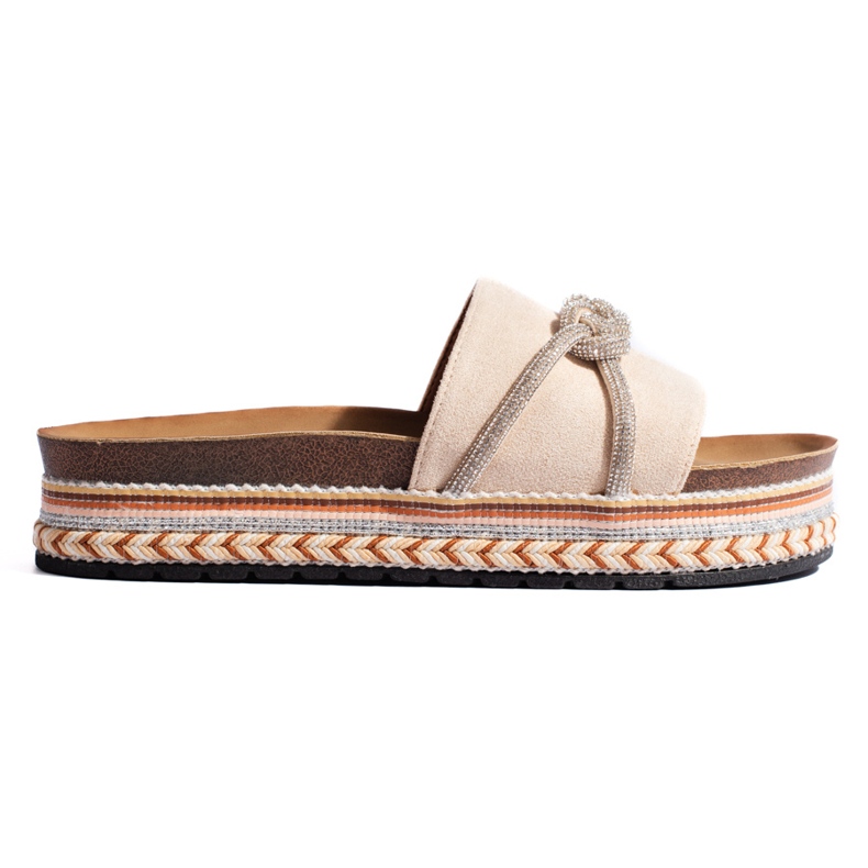 Flip-flops dama bej cu decor