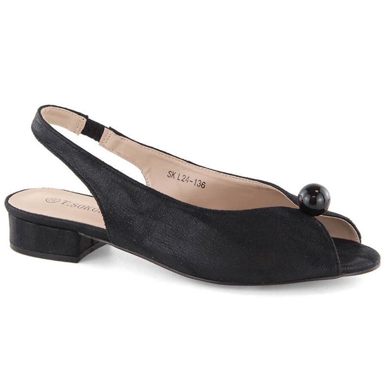 Sandale de damă cu toc joasă, negre, T.Sokolski 136 negru Sandale de damă cu toc joasă, negre, T.Sokolski 136 negru