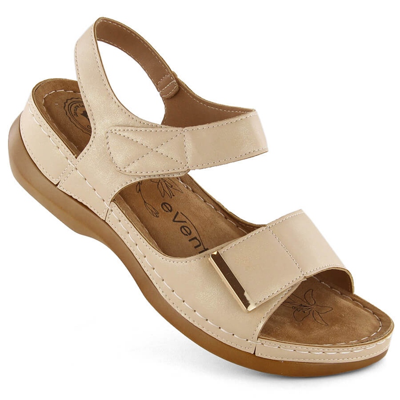 Sandale confortabile dama cu velcro, bej eVento 0146
