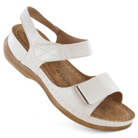 Sandale confortabile de damă, argintii, cu velcro, eVento 0146