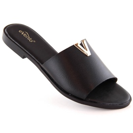 Flip-flops de damă de culoare neagră cu toc joasă eVento 7736 negru Flip-flops de damă de culoare neagră cu toc joasă eVento 7736 negru