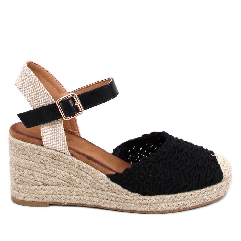 Sandale cu pană cu espadrile Morelli negre negru Sandale cu pană cu espadrile Morelli negre negru