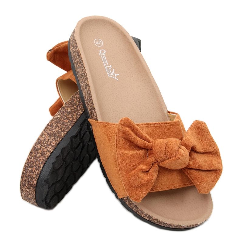 Papuci din plută Kiara Camel maro Papuci din plută Kiara Camel maro