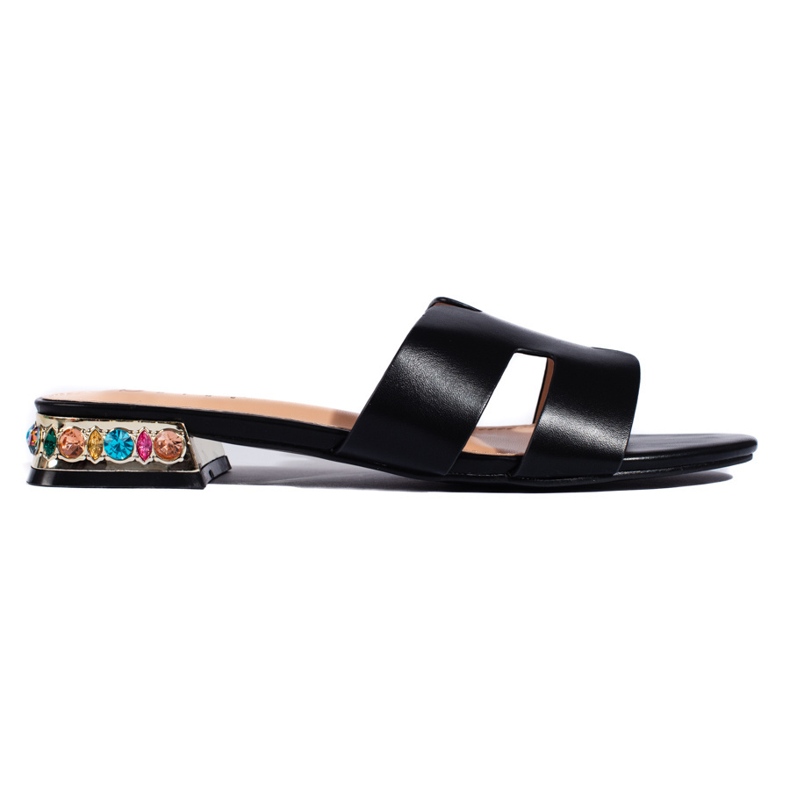 Sandale plate de damă de culoare neagră negru