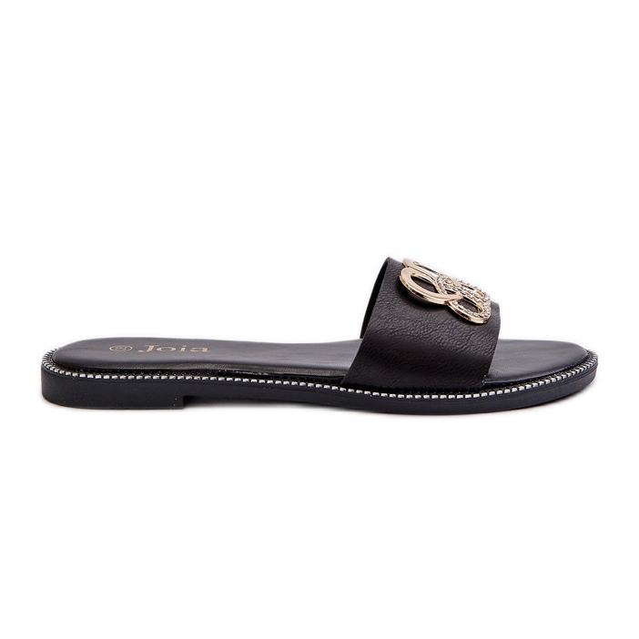 Flip-flops De Dama Cu Decorat In Piele Ecologica Pe Toc Plat, Sadria Neagra negru
