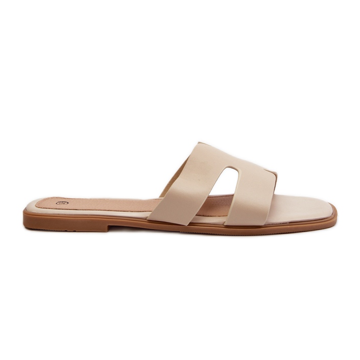 Flip-flops de damă plate cu decupaje Bej Fiviama