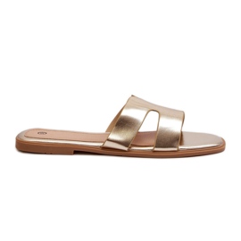 Flip-flops de damă plate cu decupaje aurii Fiviama de aur Flip-flops de damă plate cu decupaje aurii Fiviama de aur