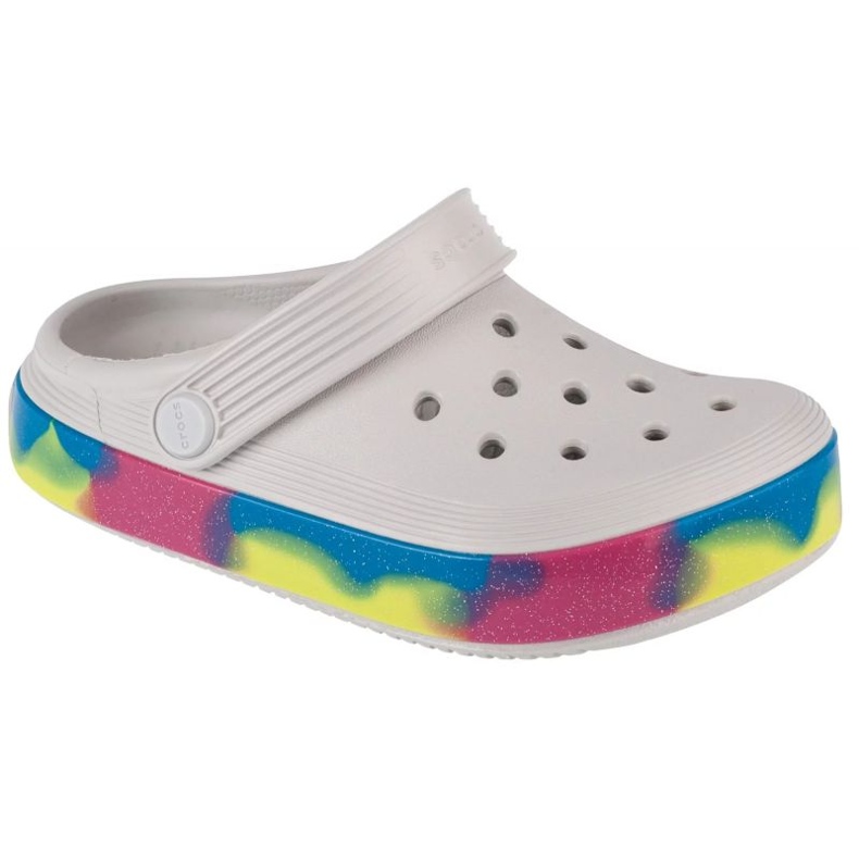 Saboți pentru copii Crocs Off Court Glitter Band 209714-1FS alb Saboți pentru copii Crocs Off Court Glitter Band 209714-1FS alb