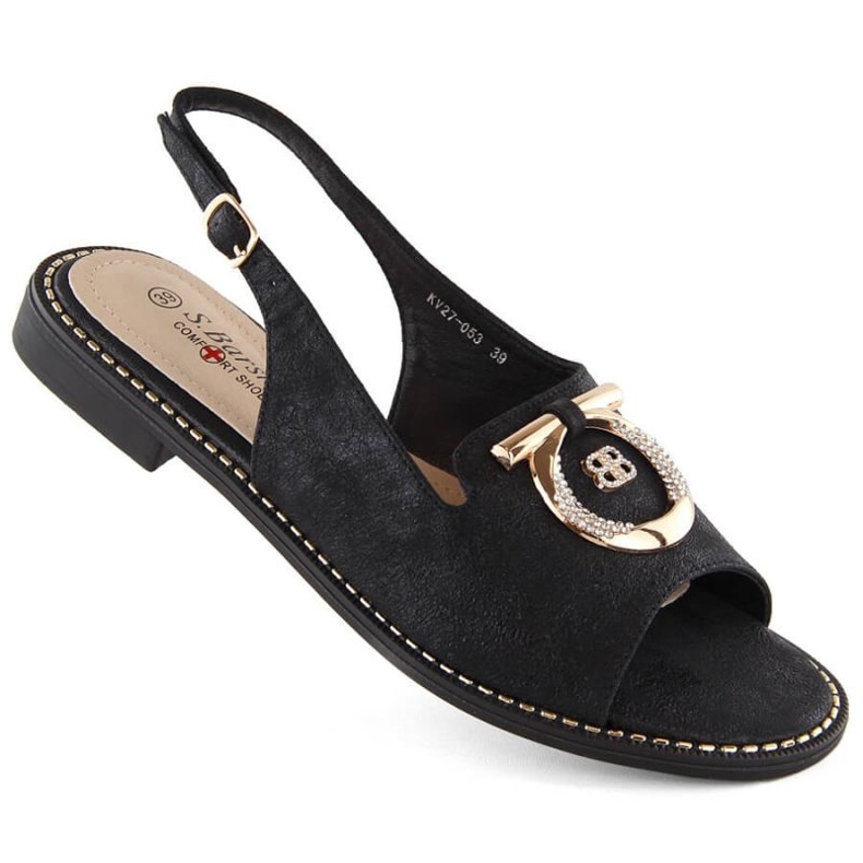 Sandale comode cu decor S.Barski W OLI256A, negre negru