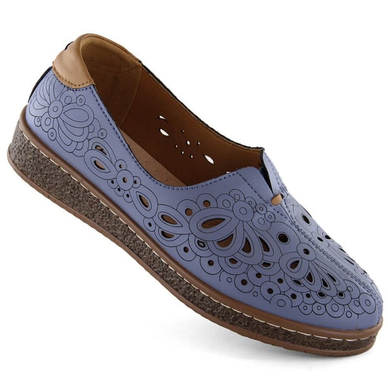 Artiker W HBH72B pantofi ajurati din piele albastra albastru