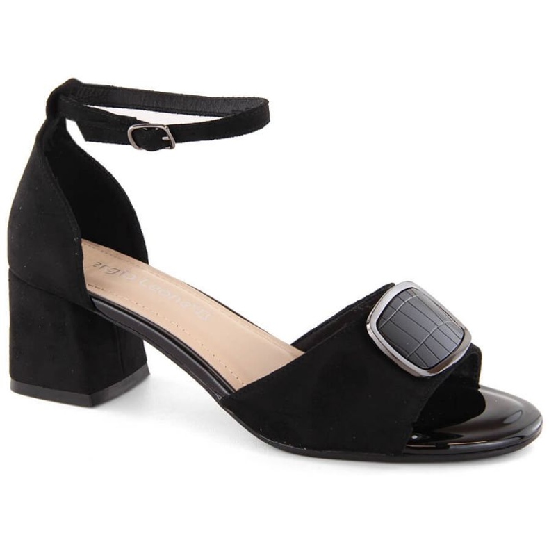 Sandale cu toc înalt Sergio Leone W SK444A din piele intoarsa, negre negru