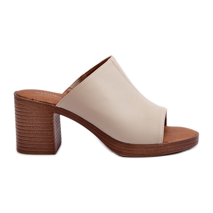 Papuci de dama eleganti, usori, cu toc inalt, Varnila Bej maro