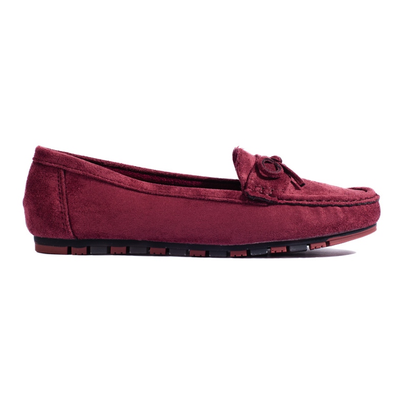 Mocasini de dama din piele intoarsa visiniu roșu