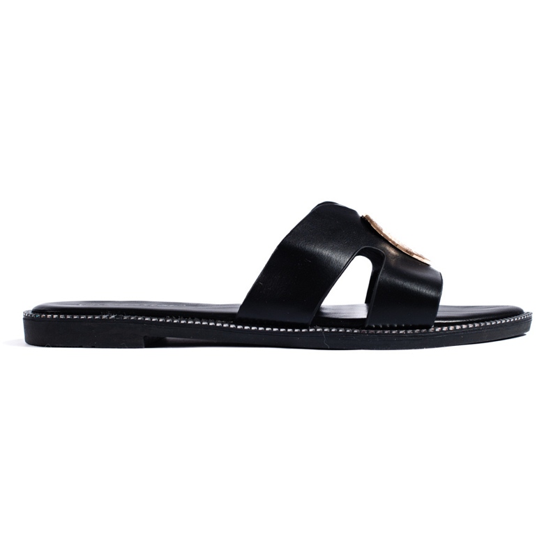 Sandale plate de damă de culoare neagră negru