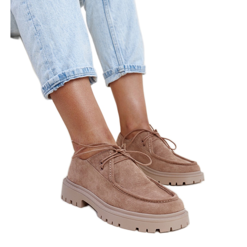 Pantofi Keiko clasici din piele intoarsa bej inchis