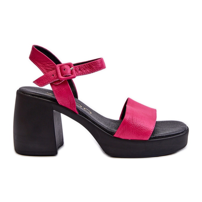 Sandale din piele pentru femei Zazoo 40386 pe un bloc fucsia roz