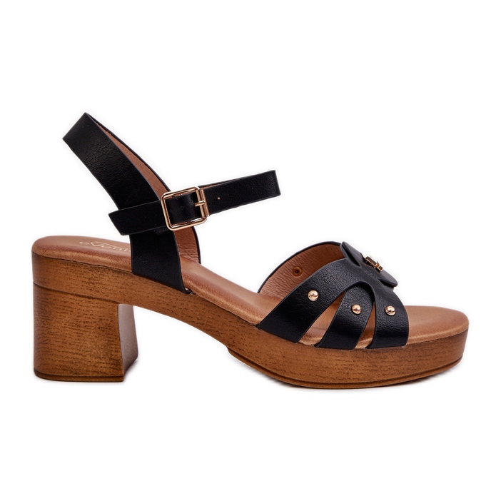 Sandale de damă cu toc înalt din piele ecologică, negru Assames